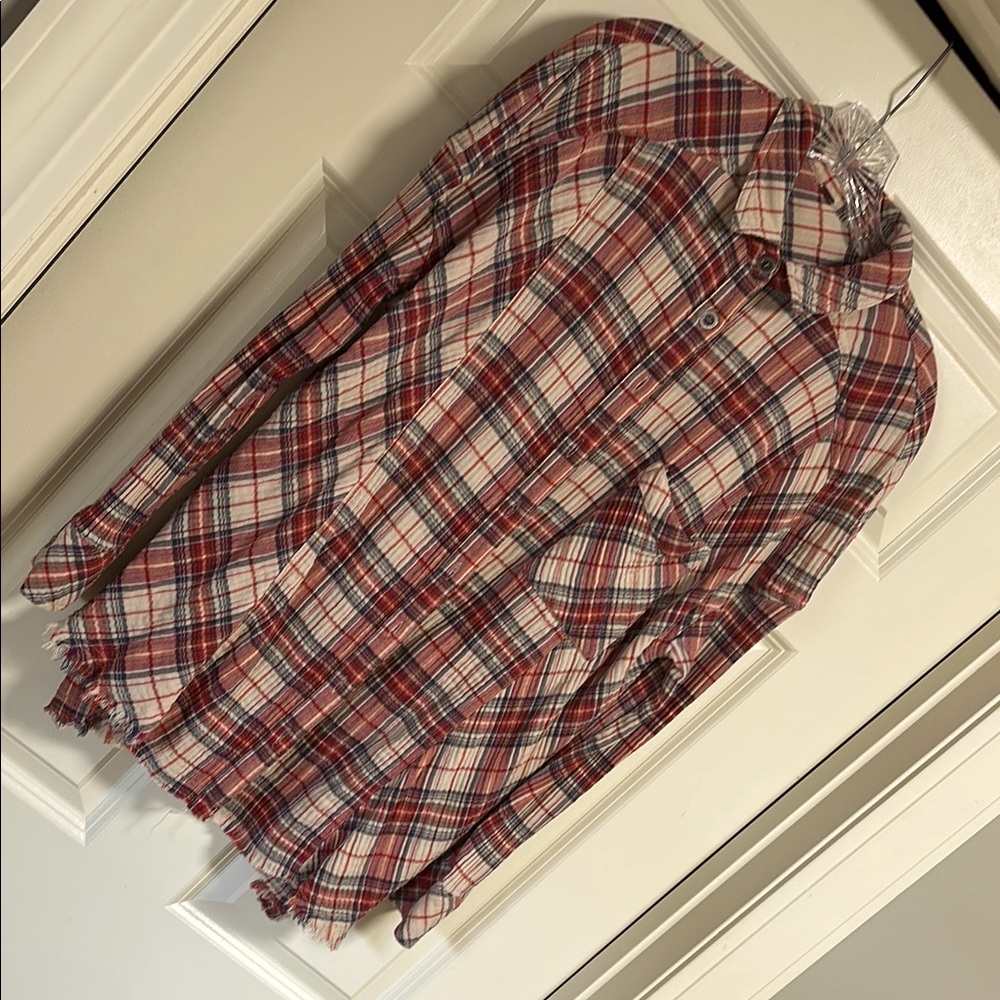 Free People Juniper Ridge Plaid Herringbone Button Down Shirt